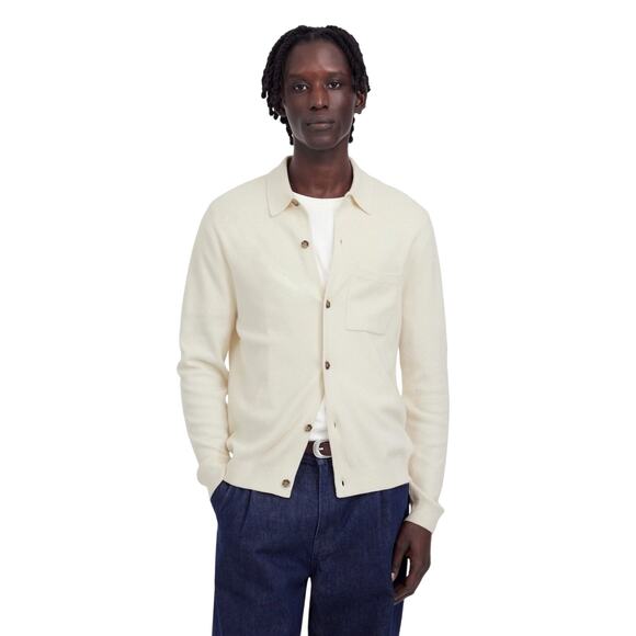 NWOT Madewell Men’s Half Milano Stitch Collared Cardigan XL Vintage Ivory - Picture 1 of 7